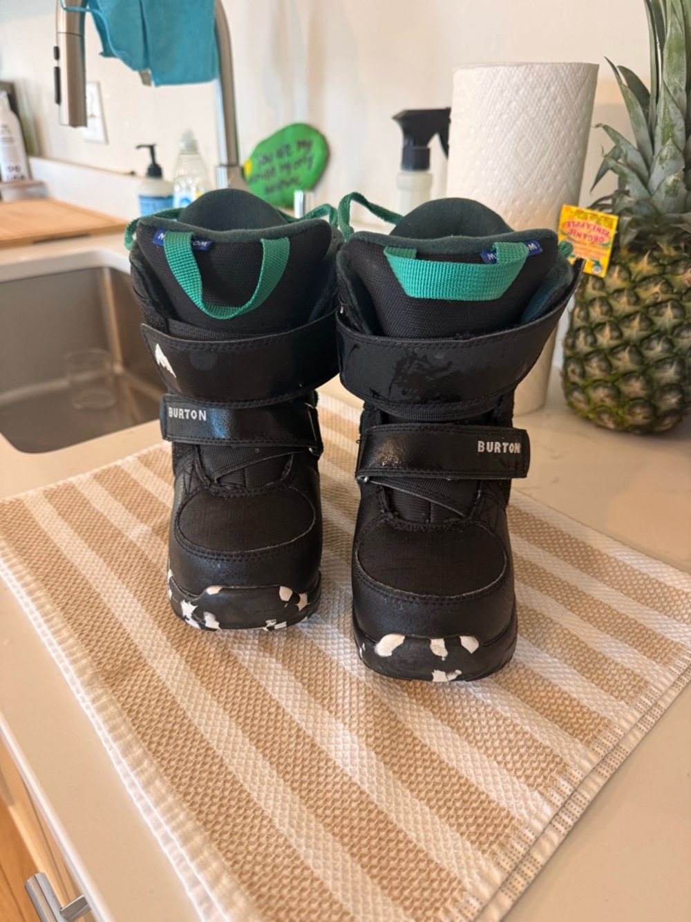 Burton Black Snowboard Boots with Teal Liner
